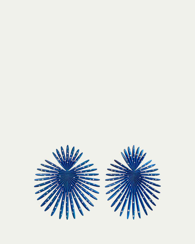 Medium Palma Blue Titanium Diamond Earrings